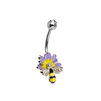 Ensemble de piercings de nombril en acier inoxydable doré avec motif abeille et fleur fantaisie