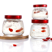 Pot en verre rond transparent pour nid d'oiseau, 50 ml, 75 ml, pour sauce au caviar, bouteille en verre recyclé pour nid d'oiseau, emballage pour nid d'oiseau, bouteille en verre avec couvercle