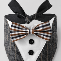 Bandana pour chien Tuxedo avec nœud papillon, foulard triangulaire pour chien avec panneau blanc, accessoire de cou en coton pour toutes les saisons S M L