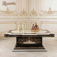 Ensemble de canapés de style turc de luxe, canapé en bois sculpté noir et or doré avec table basse pour la décoration intérieure de villas royales et palais
