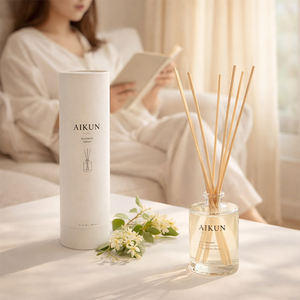 Aikun High End 120ml Clear Glass <b>Bottle</b> Cylinder Box Fresh Linen Cotton Long Lasting <b>Reed</b> <b>Diffuser</b> Aromatherapy For Living Room - Product Image 1