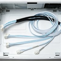 Kabel Harness Pita Datar Putih & Biru 24AWG 4P Buatan Pabrik Khusus dengan Konektor XH2.54 untuk Pengkabelan Kontrol Internal Peralatan Rumah Tangga