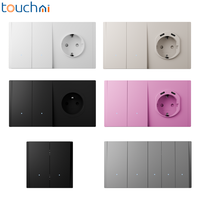 Interrupteur mural Touchmi 86*157mm en plastique, double interrupteur 2/3 voies avec prise allemande et ports USB