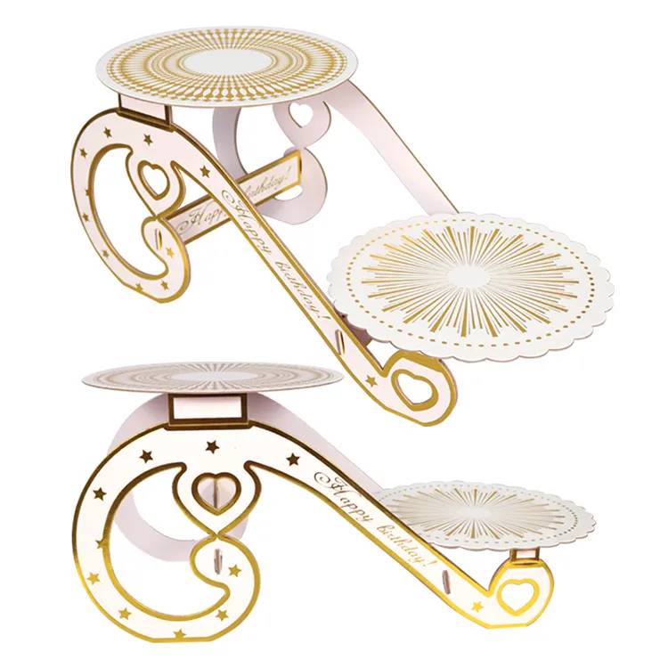 Hot Sale New Valentine's Day Wedding Cake Stand Gold Foil Paper Cake Stand Cake Tools