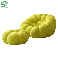 Ensemble de canapés modulaires modernes en mousse à bulles, en tissu gaufré épais, avec chaise longue incurvée, doux et relaxant pour salon domestique