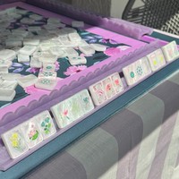 Ensemble de tuiles de mahjong en acrylique de luxe personnalisé, style moderne américain, motif lotus blanc, nacre, monocouche, 160 tuiles