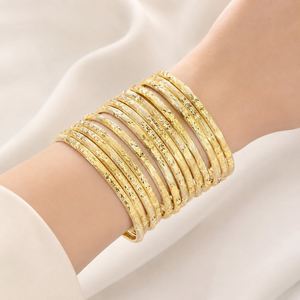 Quality Jewelry Brass 22k Gold Plated <b>Bangles</b> with Charm New Wide Designs US Made Claw Setting for Women - Product Image 3