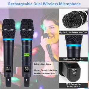 Dual-Cordless <b>Wireless</b> Mic for Bluetooth Receiver Volume Control Cardioid for ECHO Karaoke Church Meetings Public Speaking - Product Image 4
