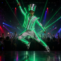 Costume Cyberpunk LED Lumineux RGB avec Chapeau Haut-de-forme, Armure Robotique Futuriste pour Festival de Musique Électronique et Soirée Rave