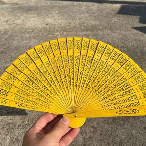 Éventail de mariage en papier de bambou 21 cm, éventail pliant DIY, cadeau, prix de gros, promotion - Product Image 2