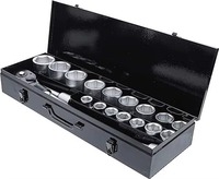 Jeu de douilles à chocs ELEHAND de 21 pièces avec douilles métriques à 12 points, barres d'extension, poignée à cliquet et coffret métallique pour la réparation de camions