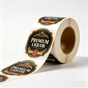 Etiquetas Adhesivas Personalizadas Premium Ecológicas e Impermeables para Licores, Rollo de Etiquetas Adhesivas con Lámina Dorada Negra, Logotipo de Marca Privada para <span class=keywords><strong>Whisky</strong></span> y Jugos - Product Image 2