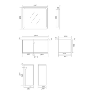 Empolo-Fregadero doble moderno para tocador <span class=keywords><strong>de</strong></span> <span class=keywords><strong>ba</strong></span>ño, pequeño espacio, fácil almacenamiento <span class=keywords><strong>de</strong></span> maquillaje, con lámpara <span class=keywords><strong>de</strong></span> espejo, práctico móvil, <span class=keywords><strong>Ba</strong></span> - Product Image 6