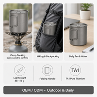 Tasse de camping à poignée pliante en titane pur, avec couvercle, tasse à café légère et portable pour l'extérieur, pour la randonnée et les voyages