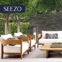 Nouvelle vente chaude, ensemble de meubles de jardin d'extérieur durables, luxueux, modernes, imperméables, canapé modulaire, aspect bois, aluminium, cour