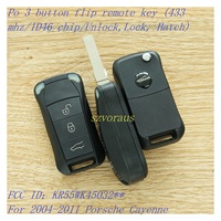 Clé de voiture pliable à 3 boutons Po, télécommande 433 MHz, puce ID46, ABS noir, verrouillage/déverrouillage du hayon