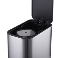 Ensemble poubelle et brosse de toilette ronds modernes en nickel satiné, poubelle en acier inoxydable à ouverture supérieure avec couvercle amovible WBS153