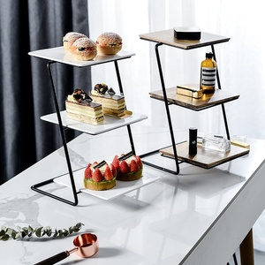Conjunto de <span class=keywords><strong>rack</strong></span> de bolo, conjunto moderno para festa de aniversário, casamento, 3 tier, suporte de exibição de sobremesa, cerâmica dourada - Product Image 2