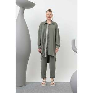 Costume pour femme avec détails de bordure et de rayures - 14297TKS - KHAKI - Product Image 3