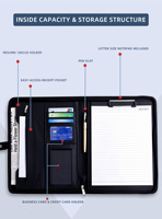 Carpeta de Presentación de Cuero A4 Personalizable, Multifuncional, Portadocumentos para Gerente de Ventas 4S con Logotipo Personalizado y Calculadora de Ventas
