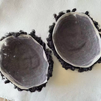 Prothèse capillaire pour homme en cheveux humains noirs naturels, bouclés afro crépus, avec base en dentelle complète, respirante, indétectable, invisible et nouée à la main