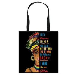 African Black Woman Print Handtasche Fashion Shopping Faltbare umwelt freundliche Umhängetasche Blumen hintergrund Reisetasche