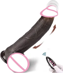Consolador realista de empuje vibrador con ventosa masturbación femenina pene Control remoto consolador grande vibrador para mujeres