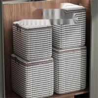 Sac de rangement pour vêtements à motif pied-de-poule, boîte de rangement en tissu pour armoire, panier de rangement, housse anti-poussière, ensemble de sacs de déménagement