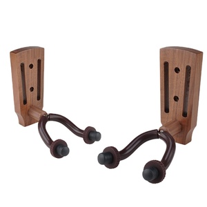 Black <strong>Walnut</strong> Short Wall Guitar Hanger Hardwood Stand for All Sizes-Acoustic Electric Bass Guitars <strong>Pickup</strong> Stand Included - Product Image 3