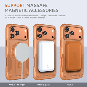 Luxuriöse Sturzsichere Stoßfeste Magnetische Halterung Ecken-Verstärkte PC-Handyhüllen Neu für iPhone 17 16 15 14 Plus Pro Max - Product Image 5
