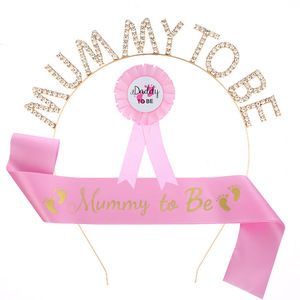 Nouvelle mode maman à être bandeau bandoulière étiquette ceinture bébé douche cadeau ensemble nouveau-né fête fournitures - Product Image 4