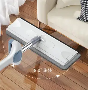Hands-free Large Mop for Lazy Housekeeping Dual-Use Scrubber and Squeegee with Water Drainage Flat Mop for Floor Cleaning