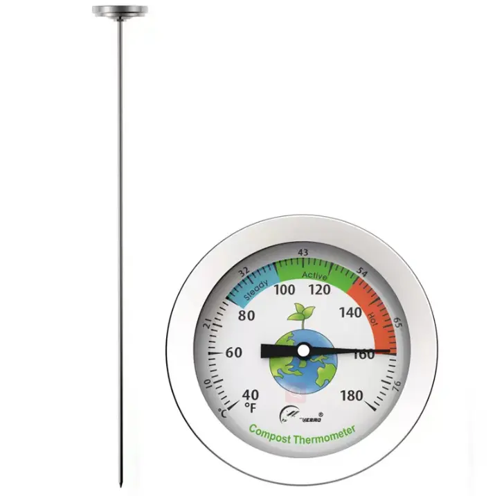 OEM Customization available Long Stainless Steel Probe Professional Organic Compost Soil Thermometer