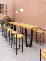 Meubles commerciaux de style rustique rétro Table de bar de cuisine de restaurant en bois et métal pour le dîner
