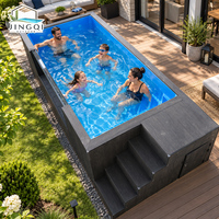 Piscine hors sol compacte carrée personnalisée en fibre de verre pour jardin familial, jacuzzi extérieur, spa, conteneur bleu pour la maison