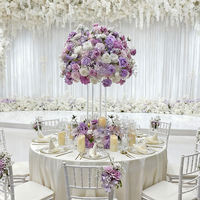 Boule de fleurs artificielles de luxe moderne personnalisée pour décoration de mariage, écologique, couleurs blanc et bleu bébé, tailles personnalisées disponibles