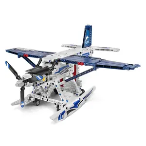 Avião técnico rc, o avião motorizado, aeronaves amfibias, modelo, tijolos, diy, blocos de construção, brinquedos, conjunto