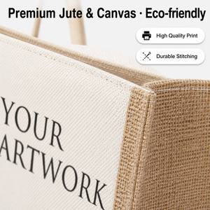 Sac fourre-tout en toile de jute avec logo personnalisé, poignée en corde, sac de shopping en toile de jute pour la publicité promotionnelle - Product Image 4