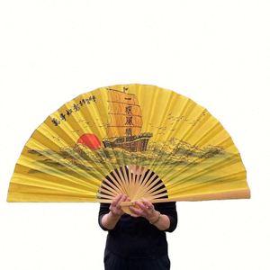 Custom Logo 90Cm Large Size <b>Bamboo</b> Hand Fan High Premium Promotion Folding Fan for Wall Decoration Advertisement Events - Product Image 1