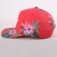 Casquette de baseball vintage à calotte haute, imprimé floral tropical, visière incurvée, 5 panneaux, logo personnalisé, structurée, vente en gros