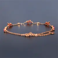 Gelang Rubi Alami Desain Unik, Gelang Manik-manik Emas 18K untuk Perhiasan Wanita
