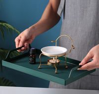 Diffuseur d'arômes en métal Bougie Cire Fond Chauffe Diffuseur d'huile parfumée Brûleur Fer doré Photophore Brûleur d'huile essentielle