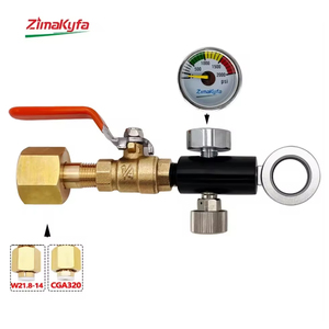 SodaStream Quick Connect Cylinder DUO <b>Adapter</b> Brass Black+Gold CO2 Refill 250Bar 2kPsi Gauge Ball Valve Customizable OEM - Product Image 4