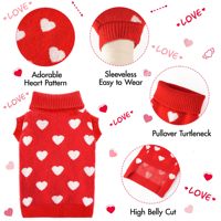 Pull en tricot pliable chaud pour chiens de taille moyenne, motif de Noël, en coton doux, rose cœur