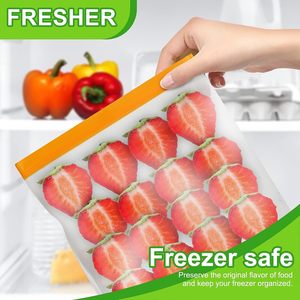 Non-woven Reusable Food Storage <b>Bags</b> BPA FREE Freezer <b>Bags</b> EXTRA THICK Leakproof Reusable Lunch <b>Bag</b> for Salad Fruit - Product Image 3