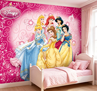 Papier peint mural 3D personnalisé de dessins animés de princesses, papier peint auto-adhésif pour chambre de filles, chambre d'enfants, décoration murale pour la maison, l'école