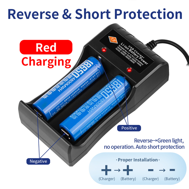 XINYIHANG 2-Slot USB Smart Charger for 18650 14500 3.7V Lithium Batteries Universal Compatibility