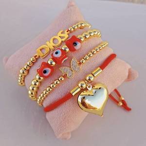 LS-B6326 Braccialetto alla Moda con Accessori Colorati, Gioiello con Orsetto in Resina, Regalo per le Vacanze, Bracciali Multipli Dorati Nuovi - Product Image 3