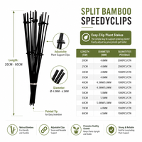 Penyangga Tanaman dari Batang Bambu dengan Klip, Tiang Tanaman Bambu untuk Tanaman Bunga, Anggrek, Tomat