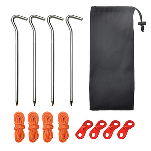 Piquets de tente en métal galvanisé Dia4mm X 20cm, robustes, pour le camping, la randonnée, les voyages, la plage et les activités de plein air - Product Image 4